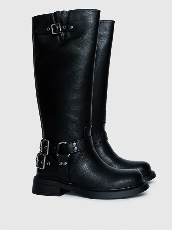 Billini Kaylen Riding Boots Black - Princess Polly