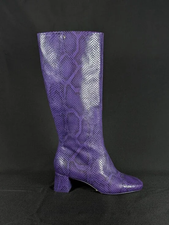 Larroudé Kate Purple Snake Print Leather Boot Size 6 Womens
