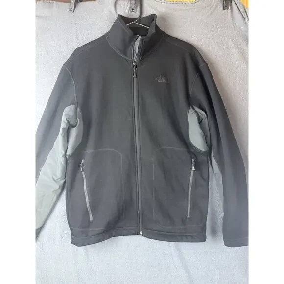 The North Face Jacket Mens Medium Black Gray TKA Stealth Fleece Full Zip Stretch