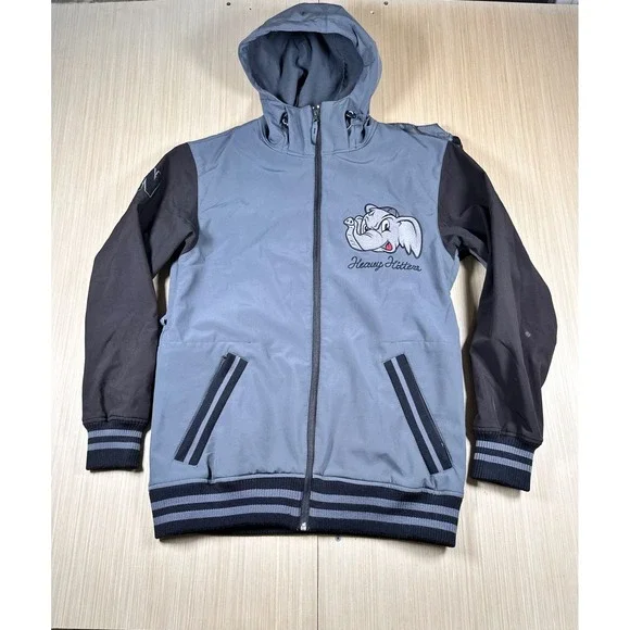 NEFF Heavy‎ Hitters Jacket Mens Small Gray Elephant Logo Fleece Lined Full Zip