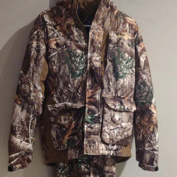 Lincoln‎ Outfitters Mens Medium Realtree Edge 2 Piece Camo Coat/Bib Overalls