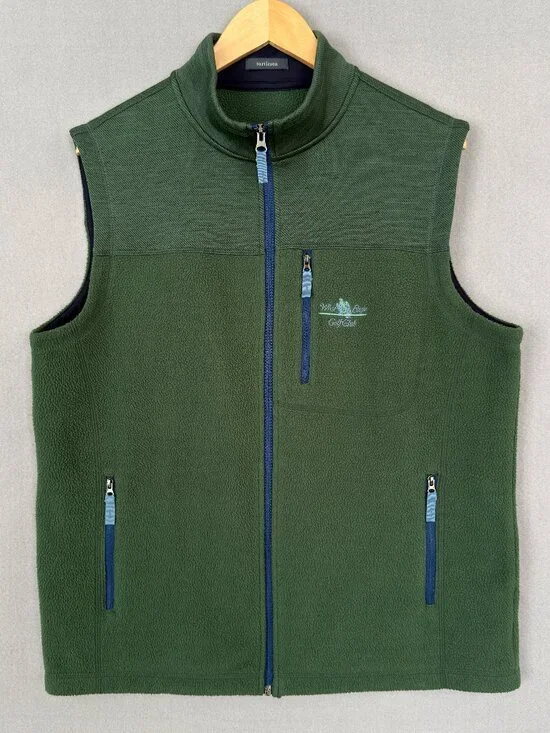 Turtleson Steele Full Zip Fleece Vest Green Men's L White Eagle Golf Club