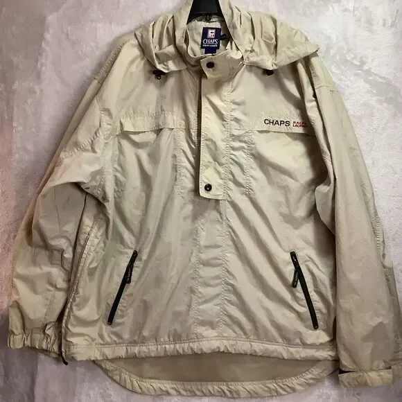 Vintage Chaps Ralph Lauren Windbreaker Hoodie Pullover Size XL W Side Zip