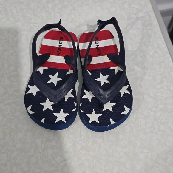 Old navy flip‎ flops American Flag print Size 7