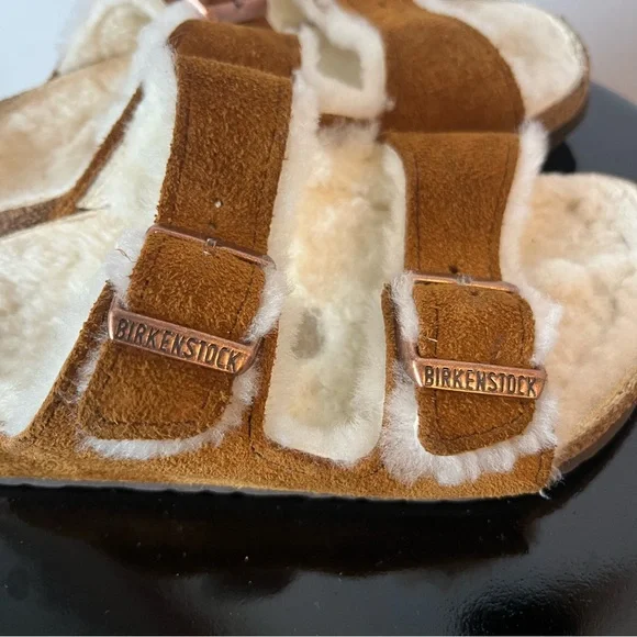 Birkenstock Kid’s Mules 11 Brown Arizona Shearling Suede Lined Shoes Slides Mink