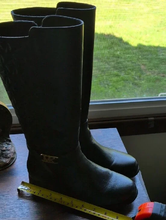 Michael Kors Black Quilted Over-the-Knee Boots with Gold MK Accent
