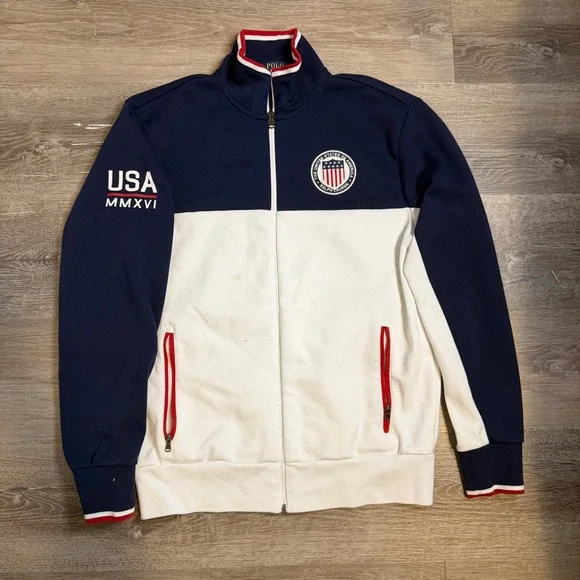 Polo Ralph Lauren Team USA 2016 Olympic Games Track Jacket Navy White Mens Small