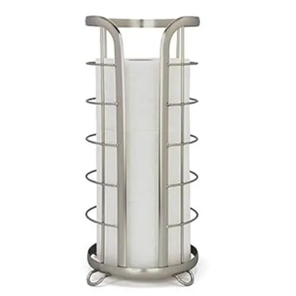 Nickel Toilet Paper Holder Freestanding Bathroom Tissue Organizer Minimalistic