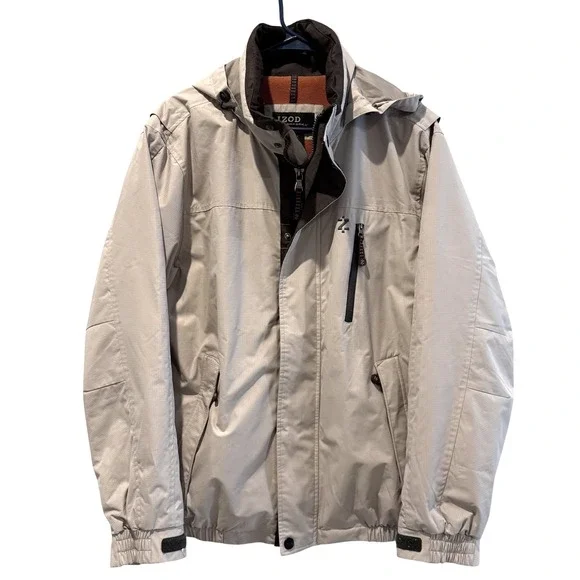 IZOD PerformX Mens Medium Gray Hooded Ripstop‎ Winter Jacket Fleece Lined Heavy