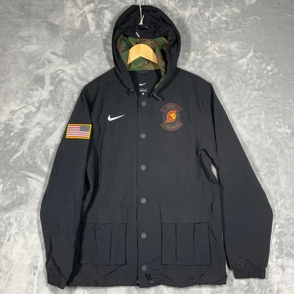 Nike USC Trojans Salute To Service On Field Full Snap Jacket Mens L Black NWOT