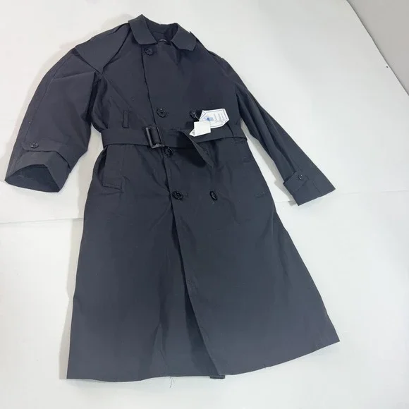 Garrison Collection Coat Mens 40R Black All Weather Trench Belted Army Military