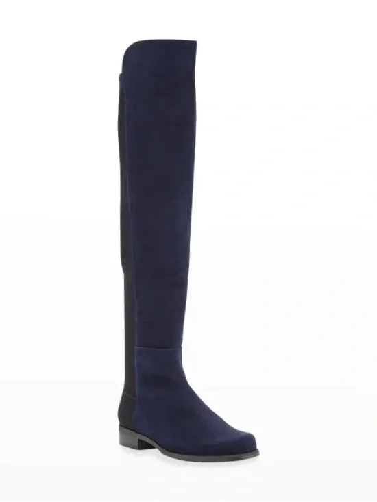 Stuart weitzman Navy Suede 550 Over-The-Knee Boots with Black Stretch Panel 6M