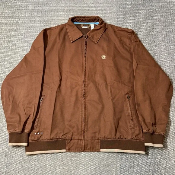 Vintage Y2K Rocawear Bomber Jacket Full‎ Zip Brown 2XL Workwear Hiphop