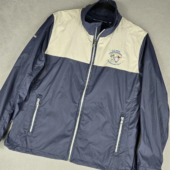 Ralph Lauren Golf Jacket Mens Medium Blue White US Open Pinehurst Volunteer 2014
