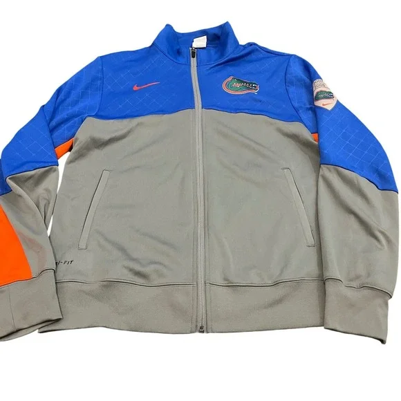 Nike Florida Gators Track Jacket Mens L Blue Gray Full Zip Elite Dri-Fit NCAA