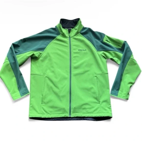 Marmot Gravity Jacket Mens Softshell Full Zip Fleece Lined Windproof Green Large