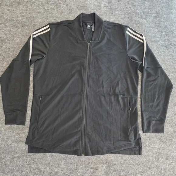 Adidas Track Jacket Mens XL Black White ID Tricot‎ Stadium 3 Stripe Athletic