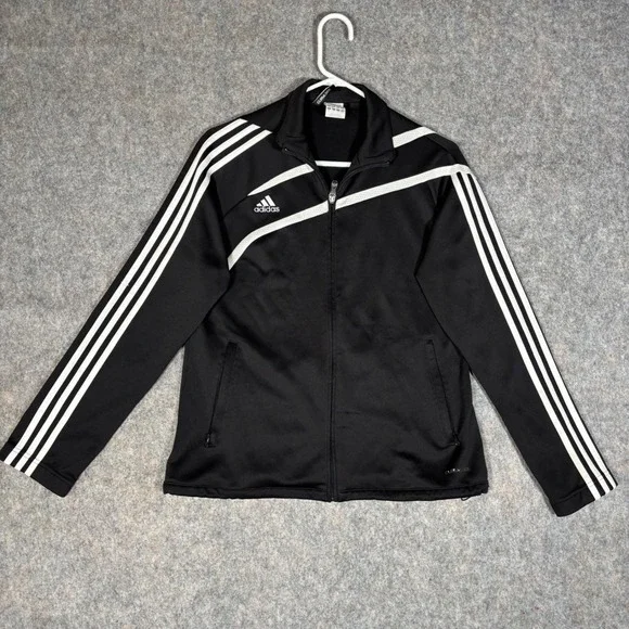 Adidas Track Jacket Mens Medium Black White ClimaCool Full Zip Athletic Rare