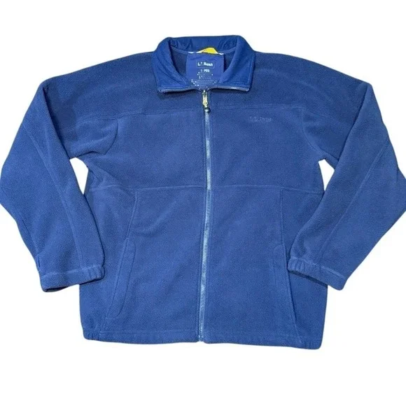 L.L. Bean Men's Navy Fleece Full Zip Jacket Size M Reg Medium‎