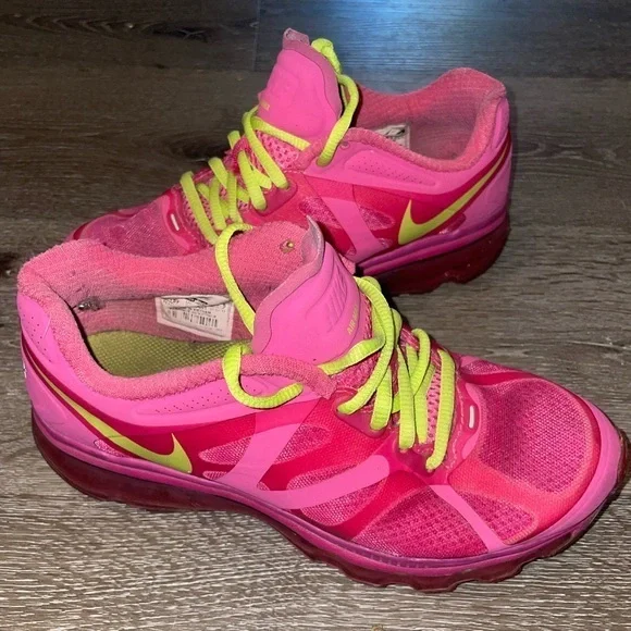Nike Air Max 2012 Size 4.5 Kids Pink-Light Green Athletic Shoe