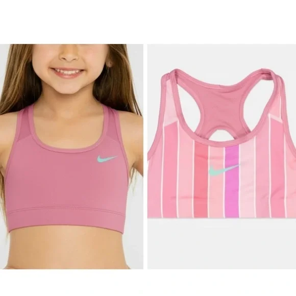 Nike Reversible Sports Bra Stripe /Solid Pink Size L