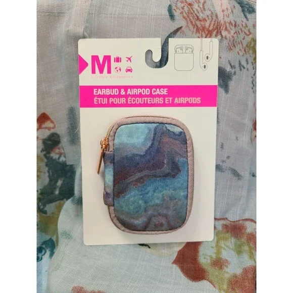 M Lifestyles Accessories AirPod Case Marbled Pink/Blue Print
