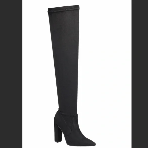 Black Over The Knee Boots Pointed Toe