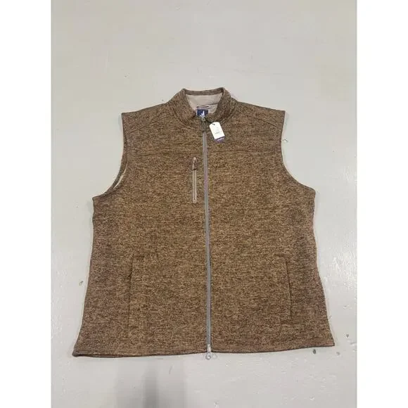 New johnnie-O Men's XL Sully 1/4 Zip Fleece Vest Brown Heather Performance GOLF