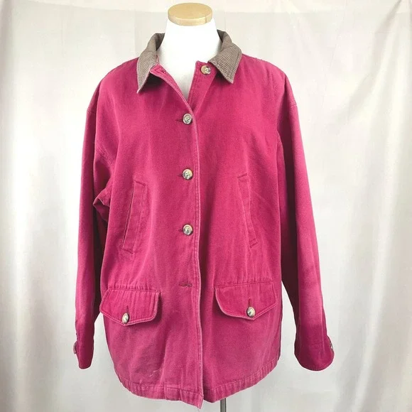 Vintage 90s Chore Barn Jacket (L)‎ Red Cotton Gorpcore Cabin Normcore Distressed