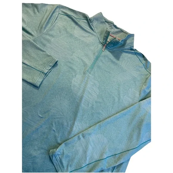 Tommy Bahama Sea Glass Green Island Zone Palm Coast Quarter Zip LightwtMen's XLT