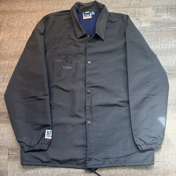 Vintage New England Patriots Black Lightweight Jacket Size XXL