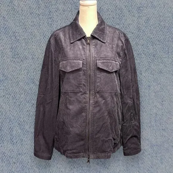 Vintage Express Men’s Corduroy Zip-Up Jacket - Navy, Size Medium