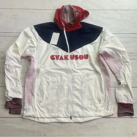 Nike x Gyakusou Gira 3-Layer White Running Jacket Mens S Windbreaker CU0103-133