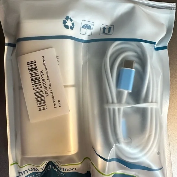FREE 10’ cord +2pack 40W USB C wall chargers w/2 5’10” cords for Samsung Android