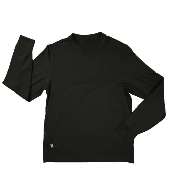 Vuori Ponto Performance Crew Mens Large Black Long Sleeve Gym Run Yoga Soft V224