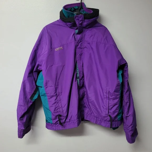 Columbia Bugaboo Jacket Purple 3 in 1 Teal Fleece‎ Lined Ski Snowboard XL
