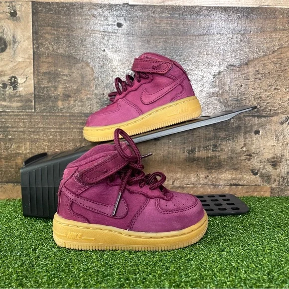 NIKE AIR FORCE 1 MID‎ WB TD Bordeaux Size 5C AH0757-600