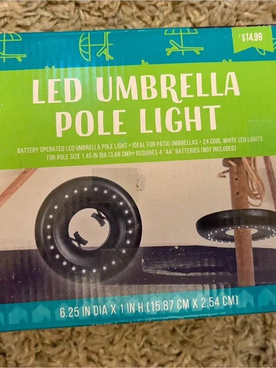 LED Umbrella Pole Light - Black by