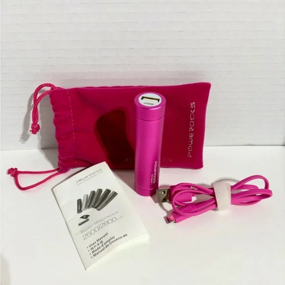 Powerocks External Super MagicStick Battery Charger Power Pink Manual Pouch