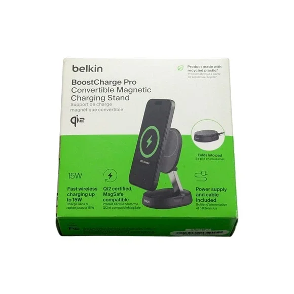 Oo8U Belkin BoostCharge Pro QI2 15W Magnet Wireless Charging Stand Read Below⬇️‎