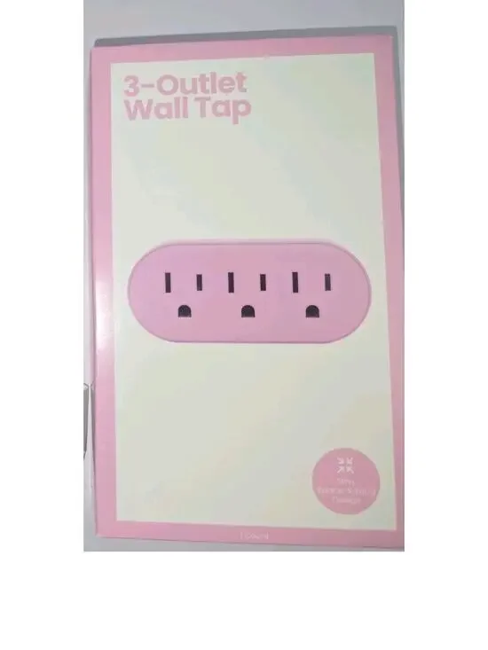 Target 3-Outlet Wall Tap Extension Box Pink 3-Prong Slim Space-Saving NWT