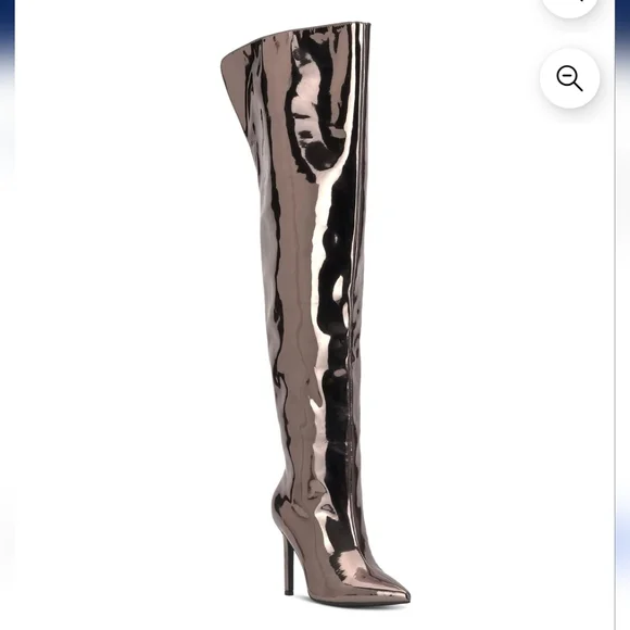 NWOT INC International Concepts Shiny Pewter Over-the-Knee Boots