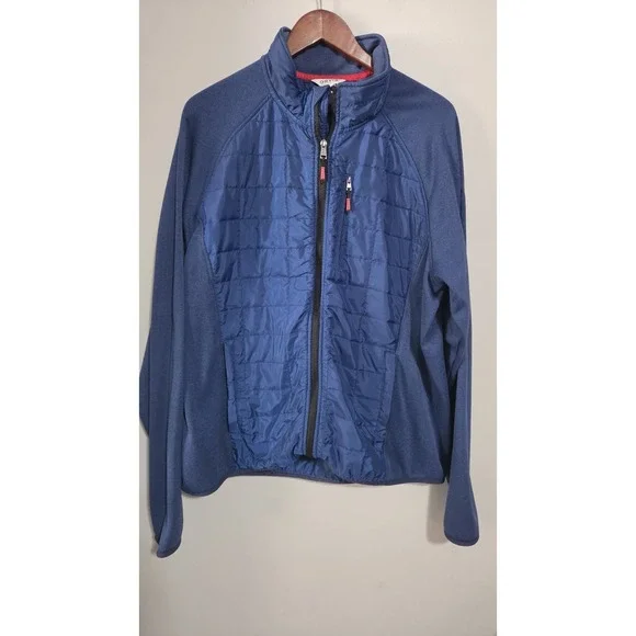 Orvis Jacket Mens XL True Blue Mixed‎ Media Full-Zip Lightweight Quilted
