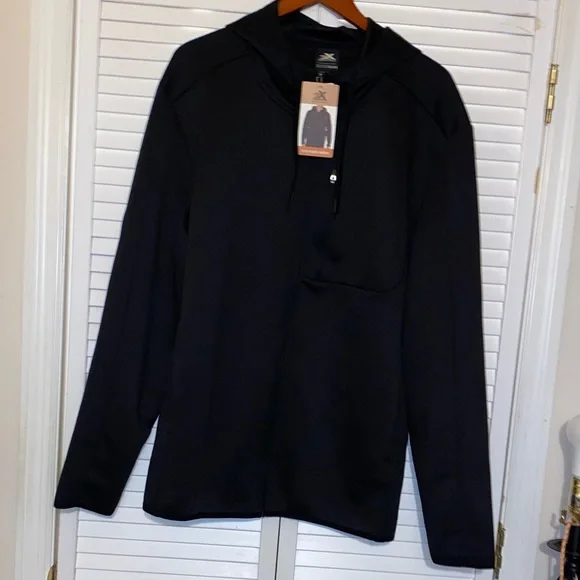 NWT Zeroxposur Mens Full Zip Stretch Black Tech Fleece Hoodie Size XXL
