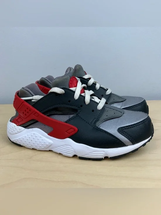 Nike Kids Size 13C Huarache Athletic Running Shoes Gray Red & White