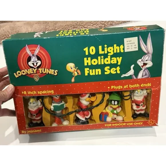 Vintage Warner Bros. 1997 LOONEY TUNES 10 Light Holiday Fun Set WORKS