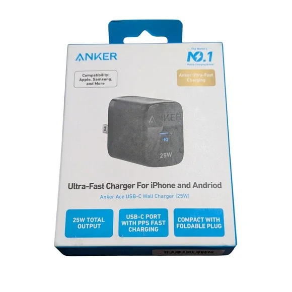 Pp6O Anker 312 Charger ( Ace 2, 25W ) Ultra Fast-USB-C Wall Charger - Black