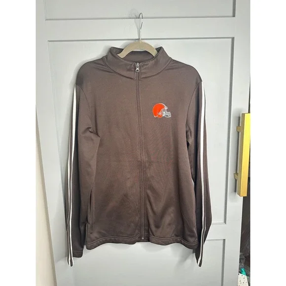 NFL Cleveland Browns Brown Full Zip Track Jacket Mens‎ Size Small Team Apparel