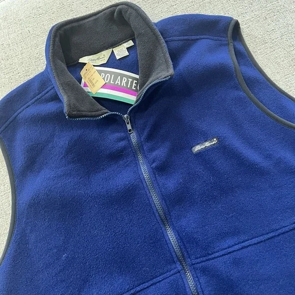 Eddie Bauer‎ Men's Polartec Fleece Vest Sz XL Full Zip Royal Blue New with Tags