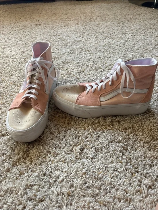 VANS Sk8-Hi Tapered Stackform M 9 W 10.5 Color Block Pink Suede Platform Unisex